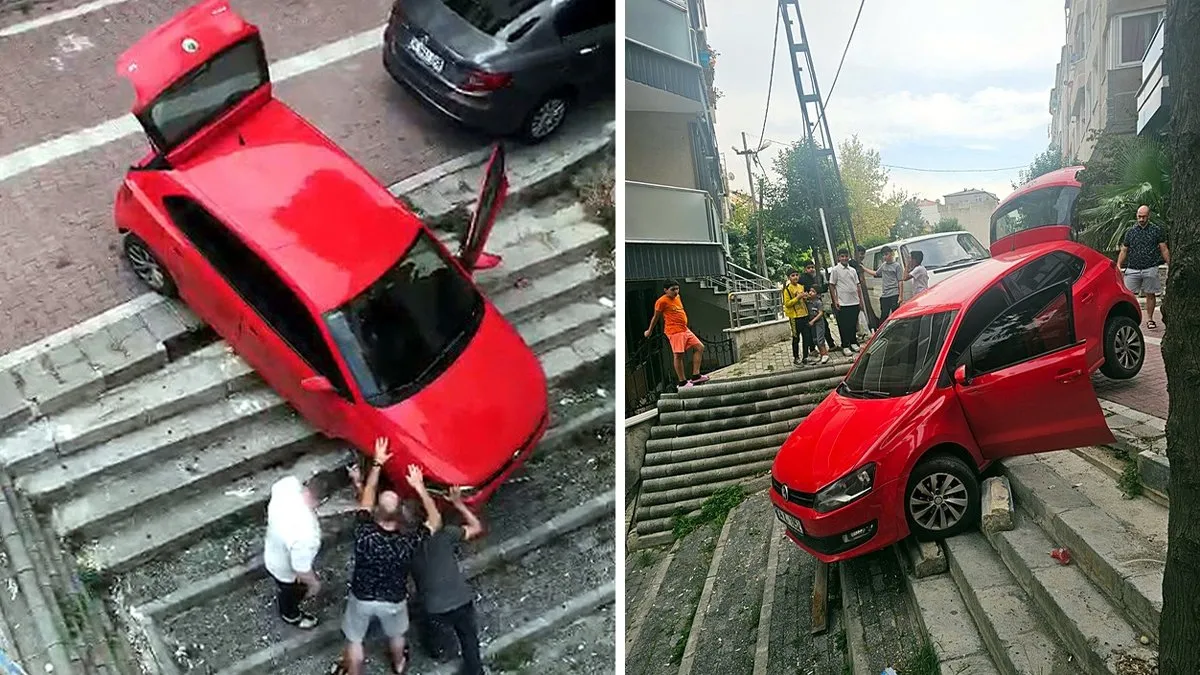 Merdivenlerde asılı kaldı: Vatandaşlar gözlerine inanamadı!